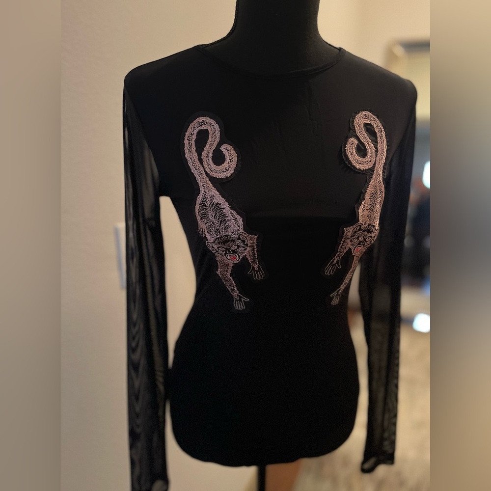 Sheer Black Bodysuit size Small